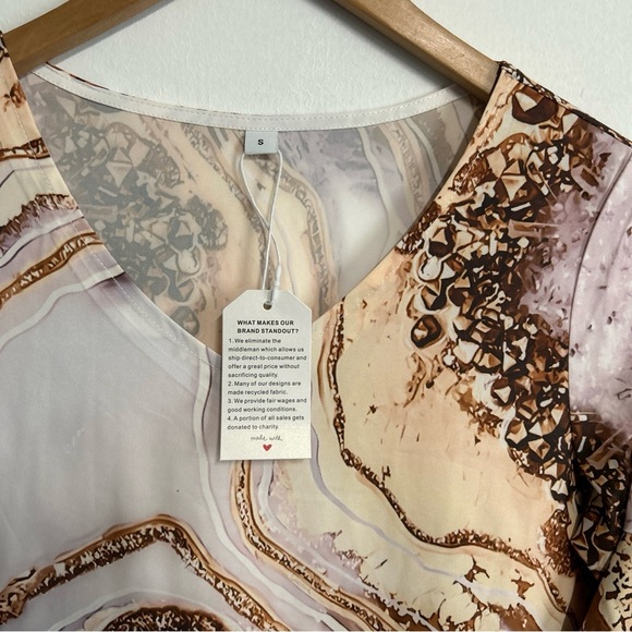 NWT- Unbranded Small Artsy Tunic Mini Dress Abstract Print Artsy Retro Boho - Picture 12 of 13